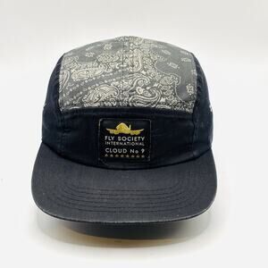 Fly Society International Cloud 9 Black Bandana Streetwear StrapBack Hat Cap